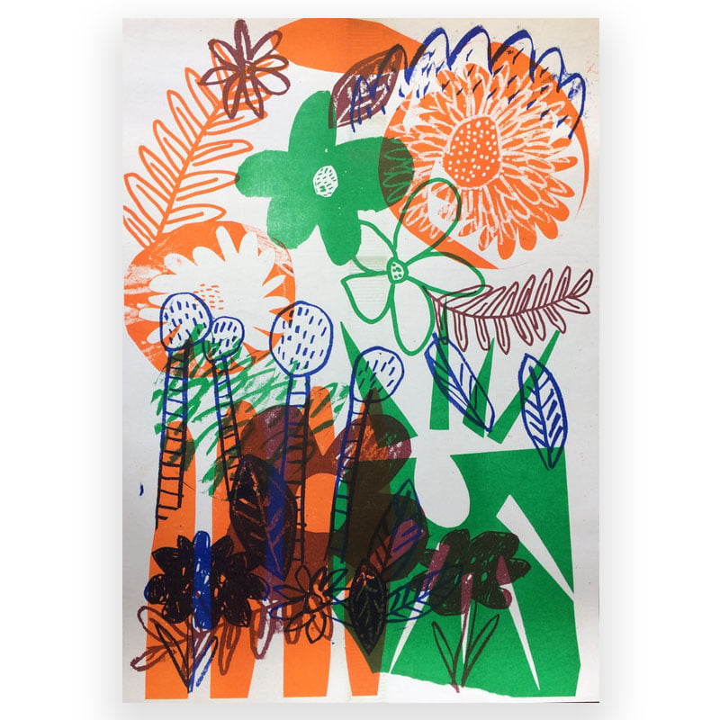 Flower Power Risograph by Louise Smurthwaite