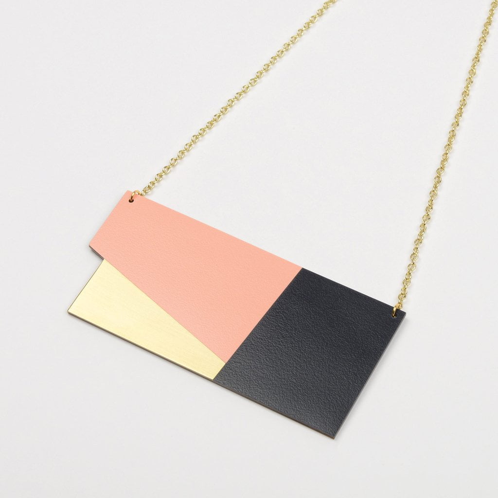 Form Panel Necklace Brass Blush 1