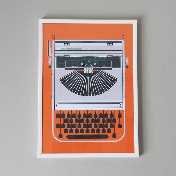 Grey Typewriter on Orange