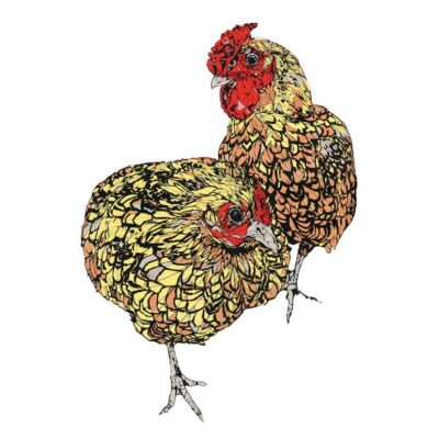 Hen & Cockrel screen print