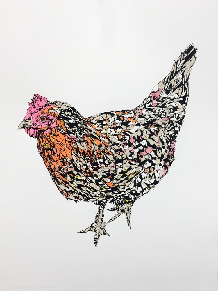 Hen Screen Print Animal Kingdom, Screen Prints The Red Door Gallery