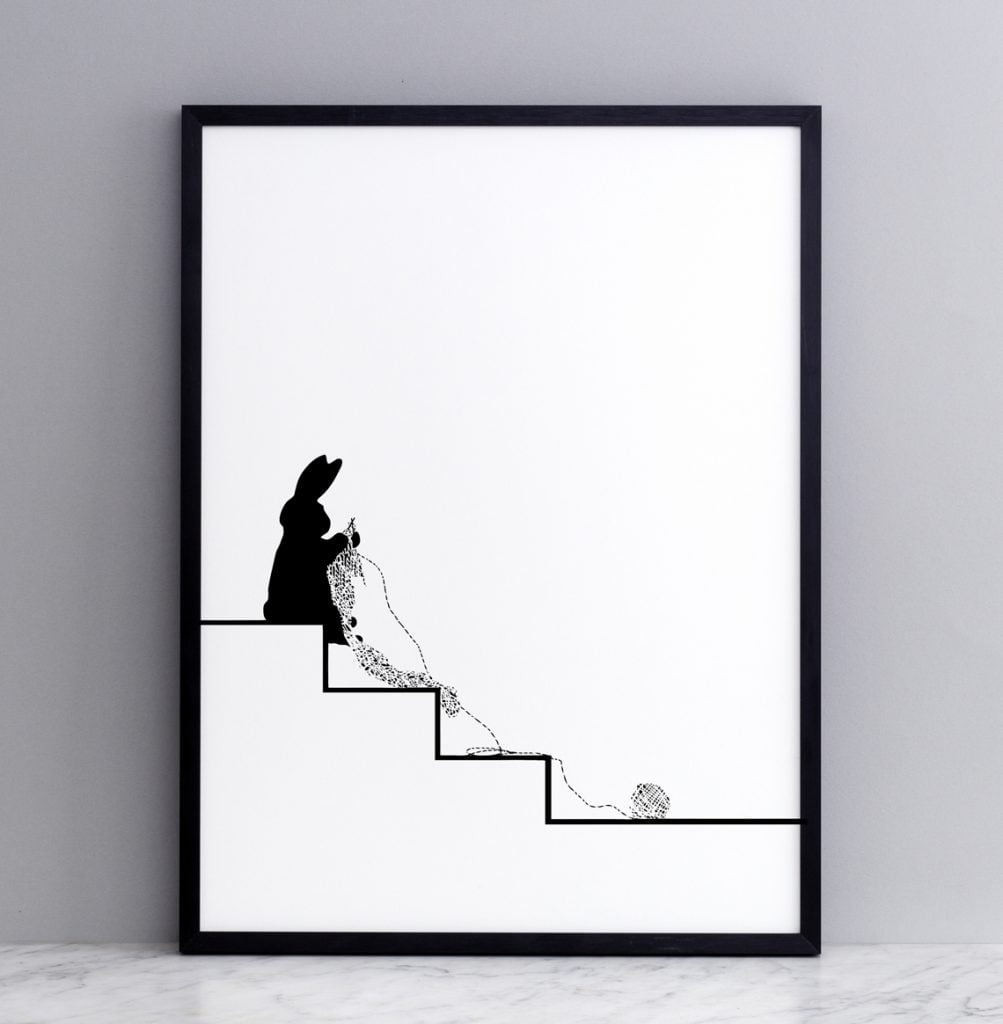 Knitting Rabbit Print