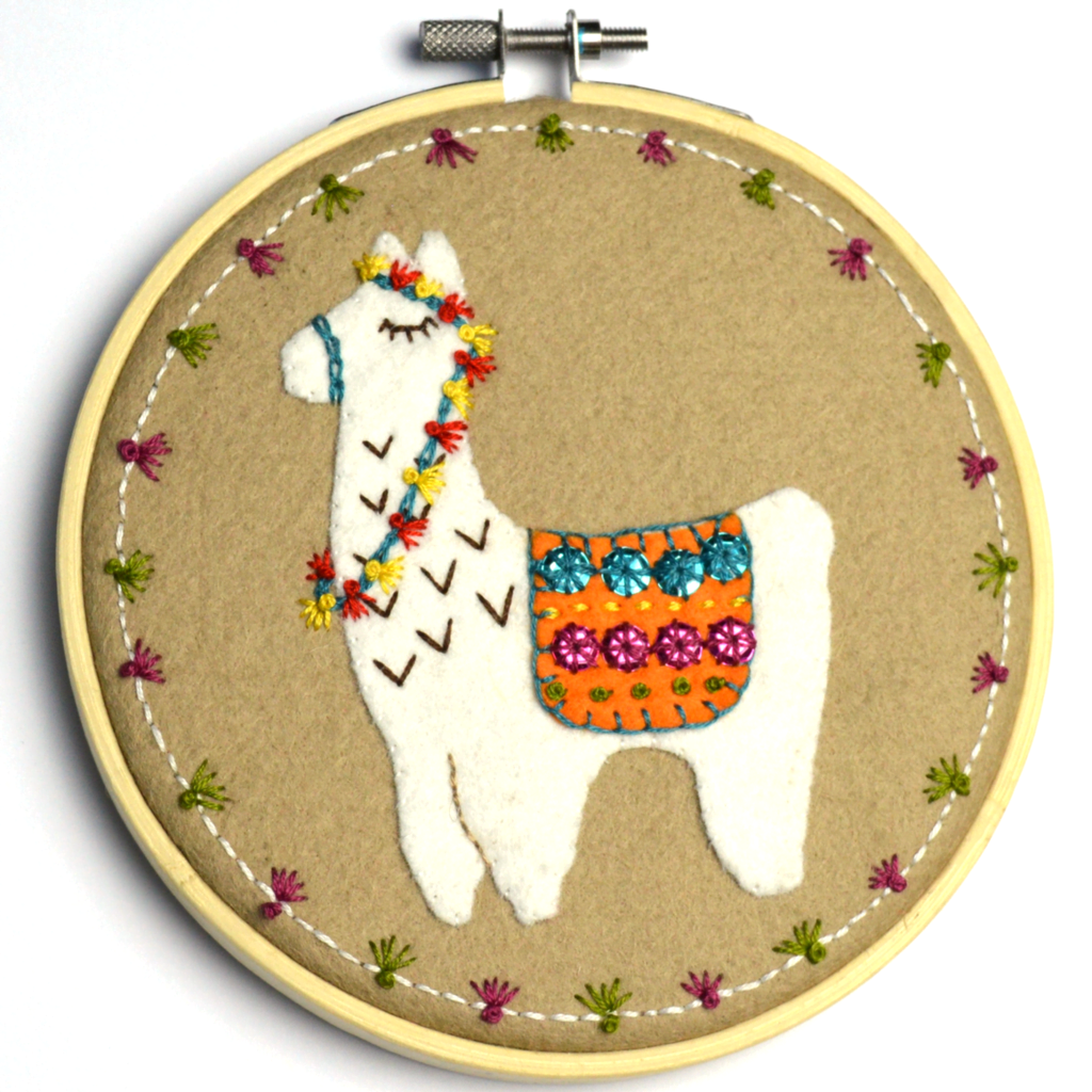 Llama Applique Embroidery Kit by Corinne Lapierre