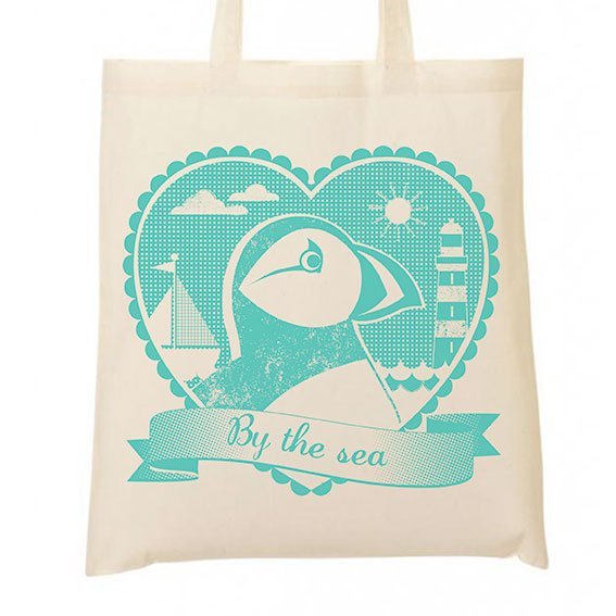 Puffin Print Pattern Leather Tote Bag main image 0