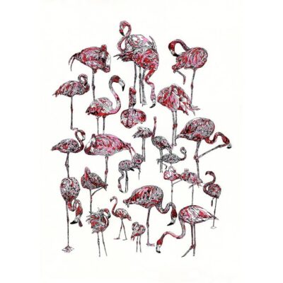 Flamingos screen print