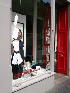 Susie Wright and stencils with drawing