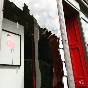 Susie Wright with stencils on Victoria St - web