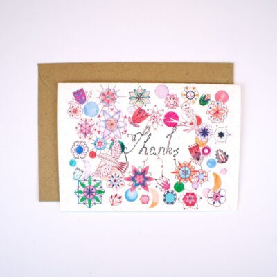 Thanks Flowers and Birds Card