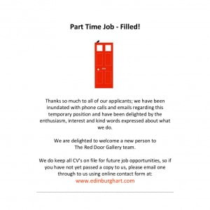 The Red Door Gallery Job Filled 2015