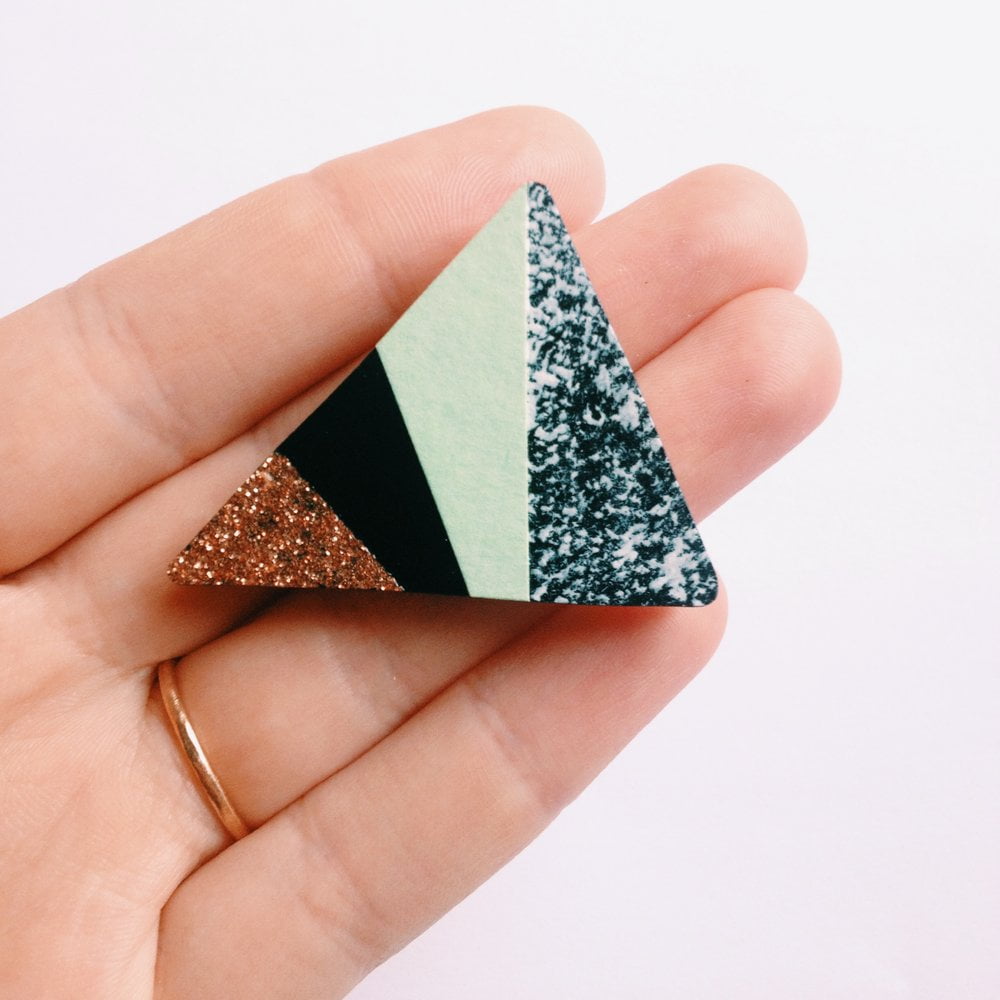 Triangle Party Brooch Mint