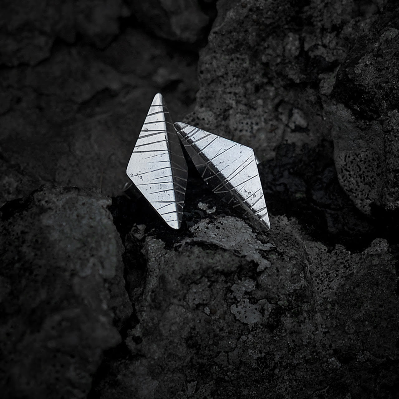 large silver shadow studs by pistol and peach